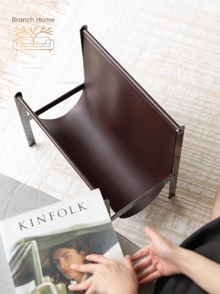 Lighting And Decor Magazine - Portariviste moderno in metallo e pelle,