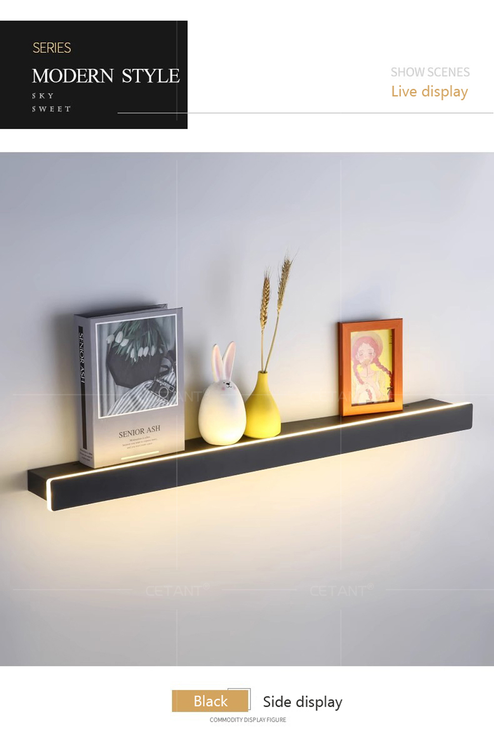 Mensola a parete moderna illum - Lighting Room Decor Photo recensione e prezzo